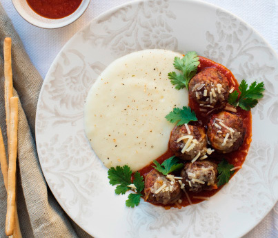 ALBÓNDIGAS GRATINADAS  Y PURÉ DE PAPAS